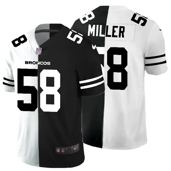 Men's Denver Broncos #58 Von Miller Black & White NFL Split Limited Stitched Jersey